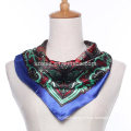 Fashion floral print polyester square silk satin lady scarf